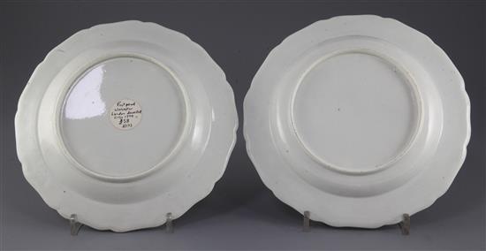 A pair of Worcester Sheridan pattern plates, c.1770, 22.5cm